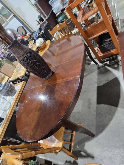 Dark Wooden Oval Extending Dining Table