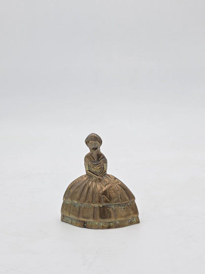 Vintage Brass Crinoline Lady Bell: Rustic Mid Century Dinner Bell - England