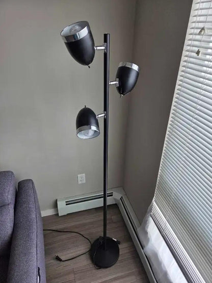 Black Metal 3-Light Tree Floor Lamp