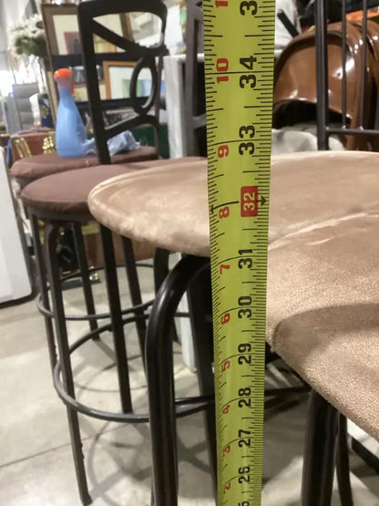 Brown Metal Bar Stools - Set of 3