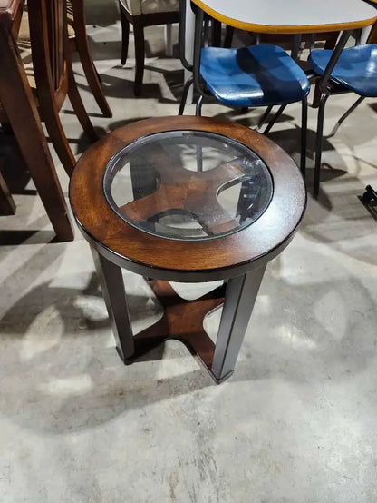 Glass Top Round Side Table