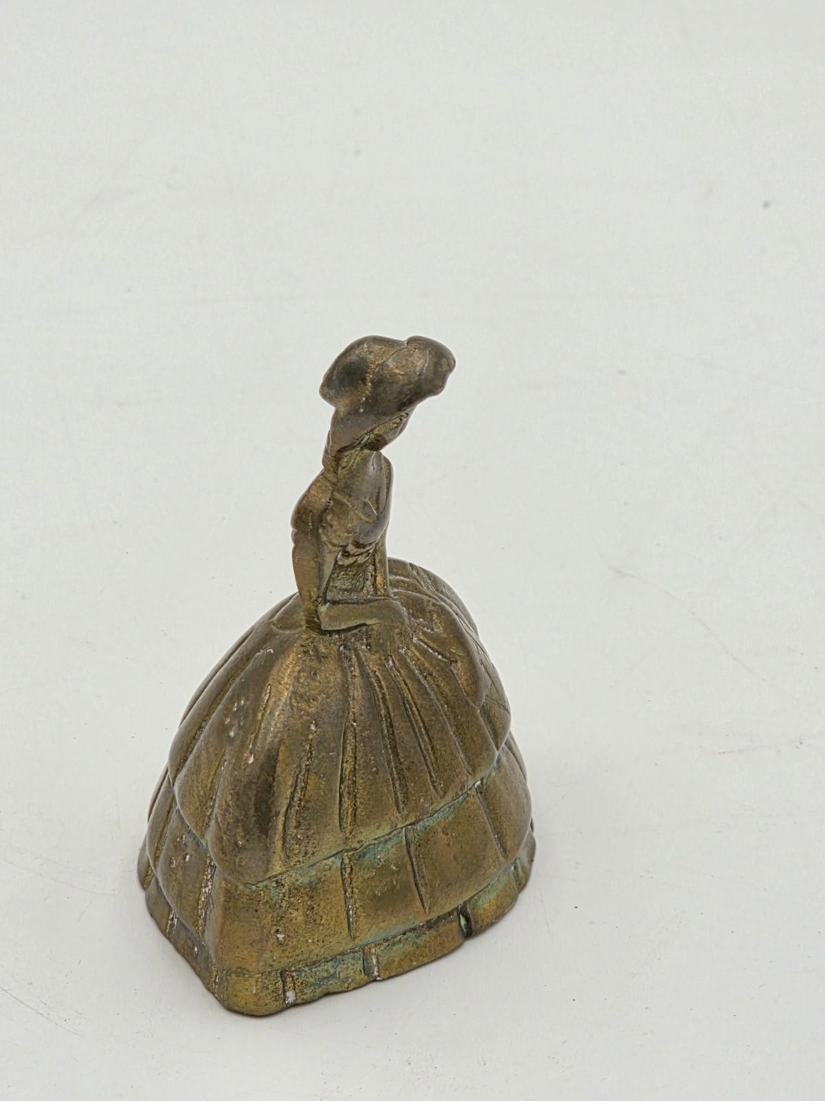 Vintage Brass Crinoline Lady Bell: Rustic Mid Century Dinner Bell - England