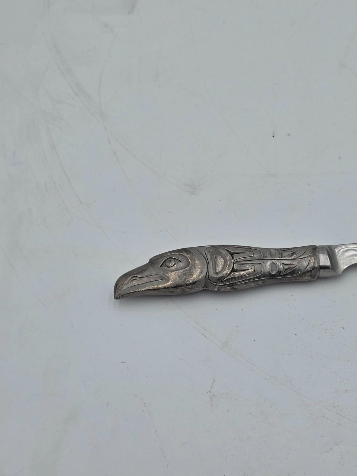 Vintage Pewter Eagle carved on Cheese or Steak Knife (Made in Canada)