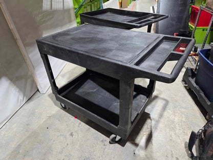 ULINE black 2-shelf utility carts on wheels