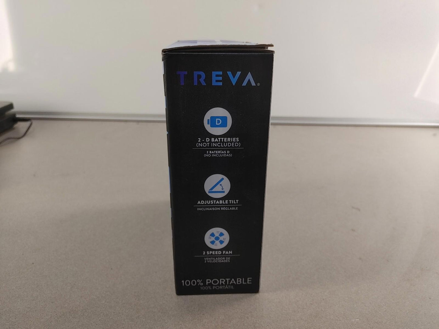 EXCELLENT CONDITION In-Box TREVA 5inch 2 Speed Desk Fan Battery Powered Black