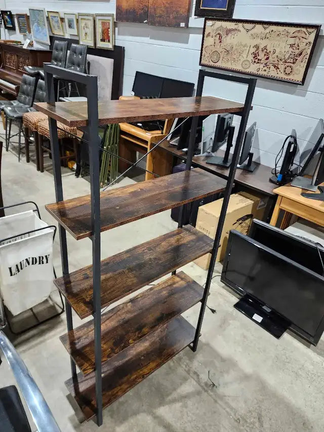 5-Tier Rustic Brown Bookshelf