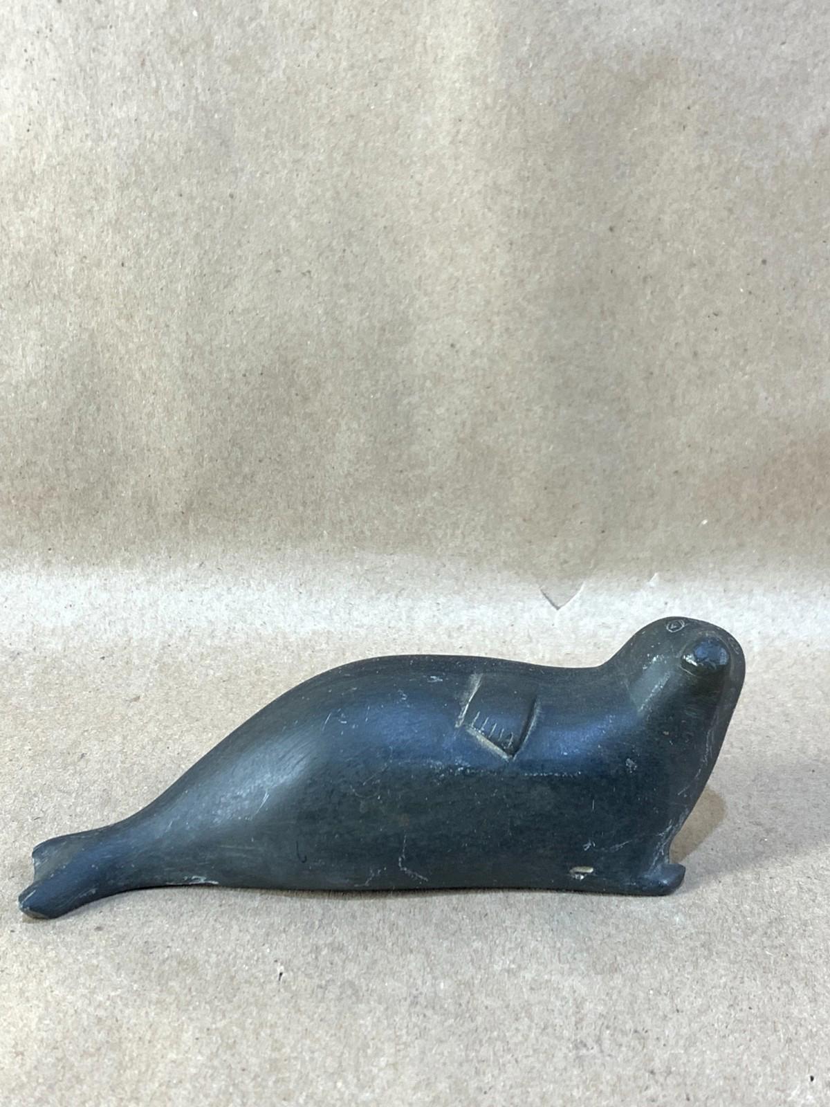 Vintage Inuit Soapstone Carving Handmade Seal Sculpture