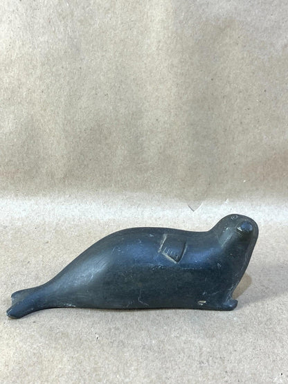 Vintage Inuit Soapstone Carving Handmade Seal Sculpture