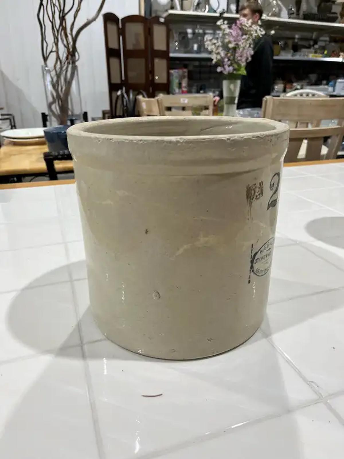 Ceramic planter with postage stamp detail