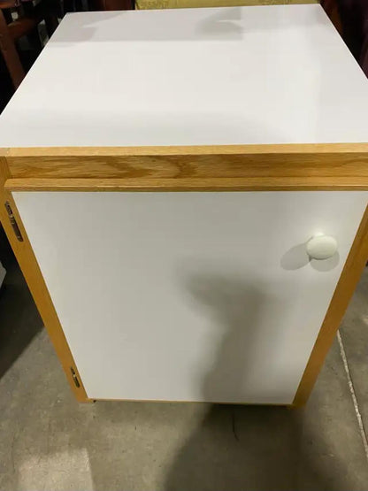 Mid-Century Accent Cabinet – White & Oak Finish