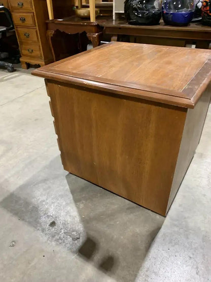 Wood Side Table with draw effect door