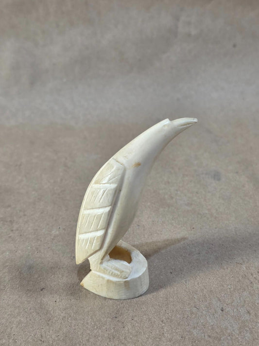 Antique 1800s Scrimshaw Carved teeth  - Penguin Sculpture