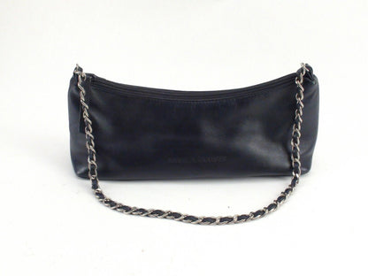 Derek Alexander Black Leather Purse With Chain Strap 12" x 4"