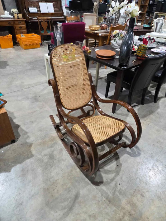 Vintage 1970s Bentwood Cane Rocking Chair