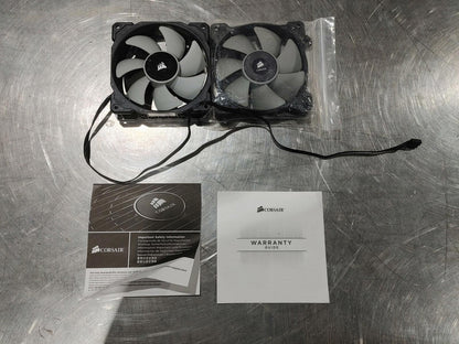 GOOD CONDITION Lot of 2 Corsair 120mm 12V DC PC 4pin Case Fans Black/Grey