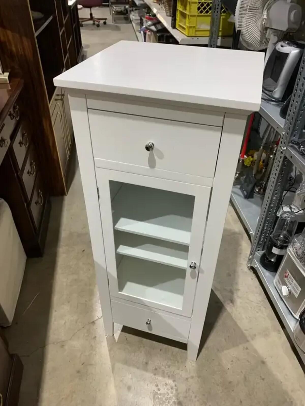 40” Tall White Bathroom Storage Unit