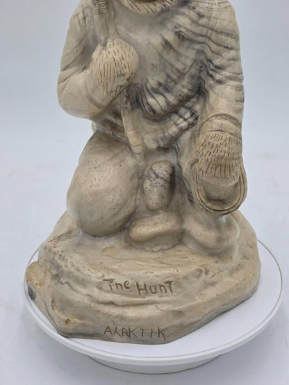 Vintage Inuit "The Hunt" Sculpture Eskimo Canada Signed Soapstone Hand Carved
