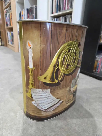 Vintage Metal Horn Wastebasket