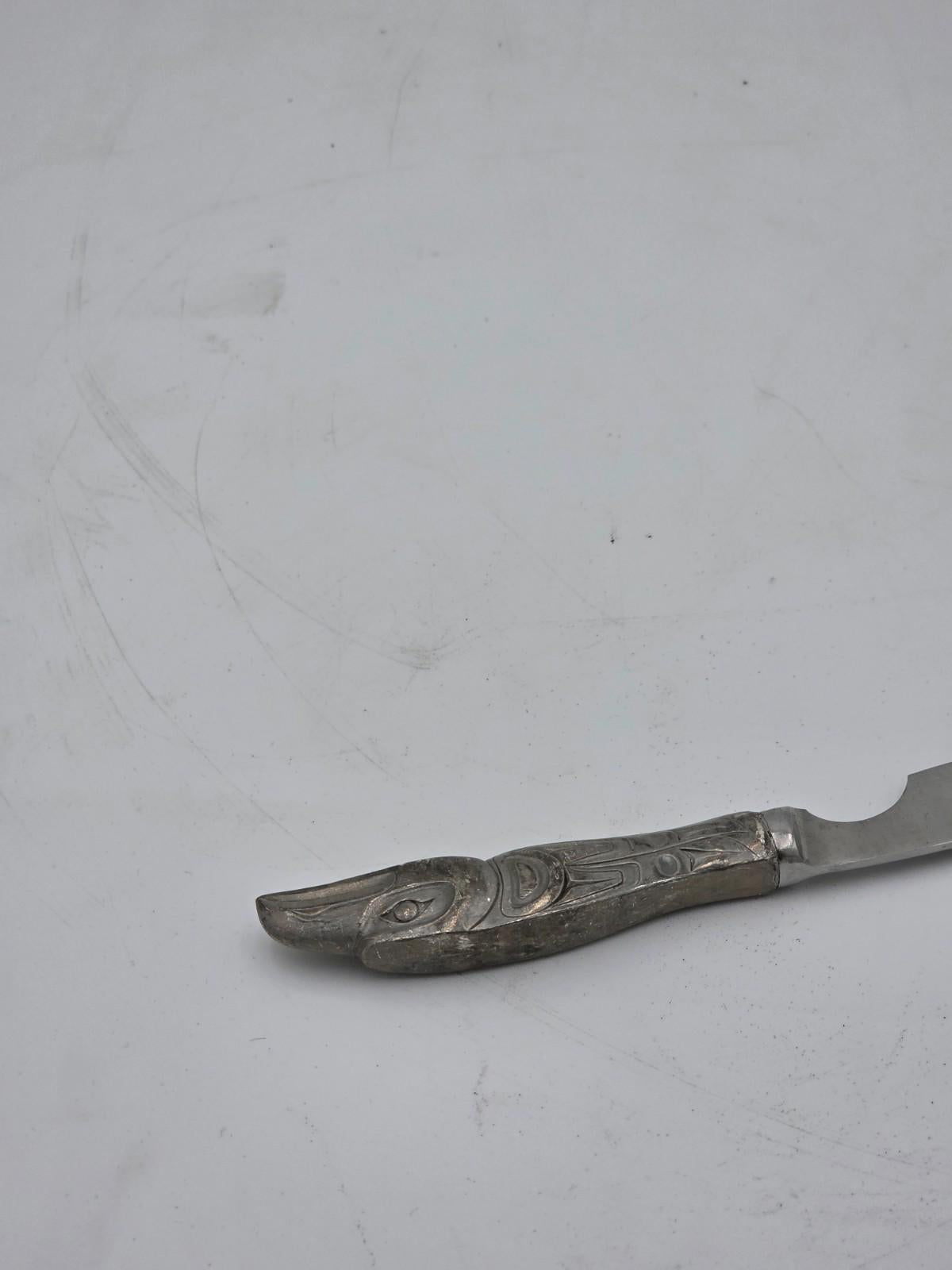 Vintage Pewter Eagle carved on Cheese or Steak Knife (Made in Canada)