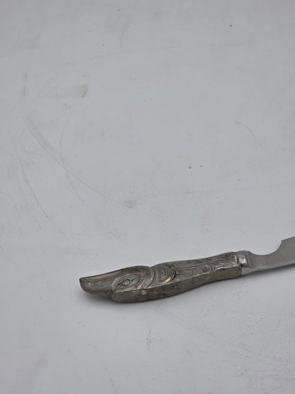 Vintage Pewter Eagle carved on Cheese or Steak Knife (Made in Canada)