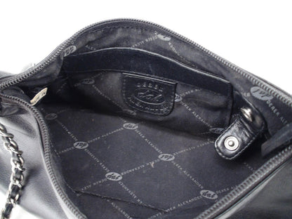 Derek Alexander Black Leather Purse With Chain Strap 12" x 4"