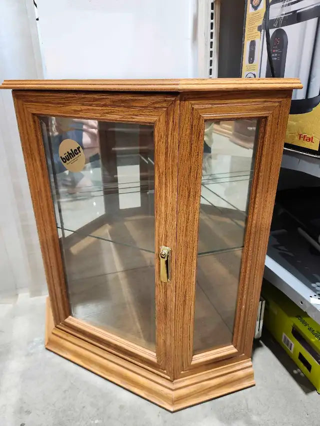 Buhler - Lighted Oak Corner Curio Cabinet