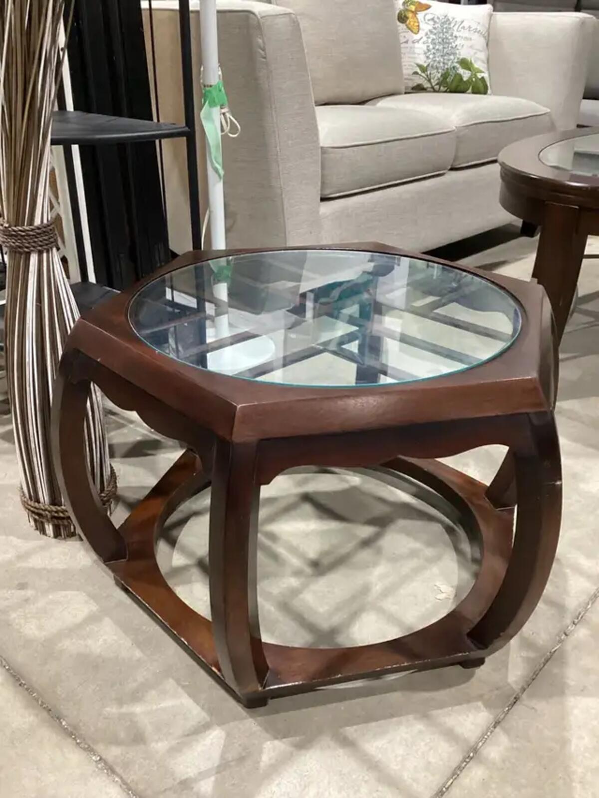 Hexagonal Wooden Accent Table