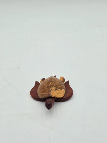 Vintage Wooden Hand Carved Turtle Figurine