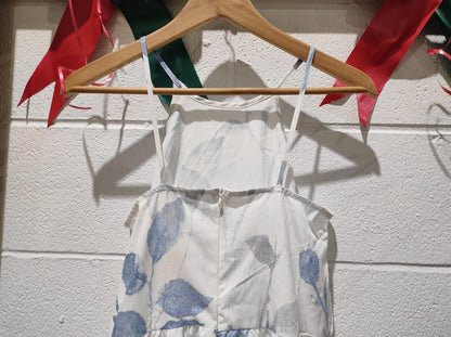 New Women's Long Dress Size S in Blue and White Abstract Print