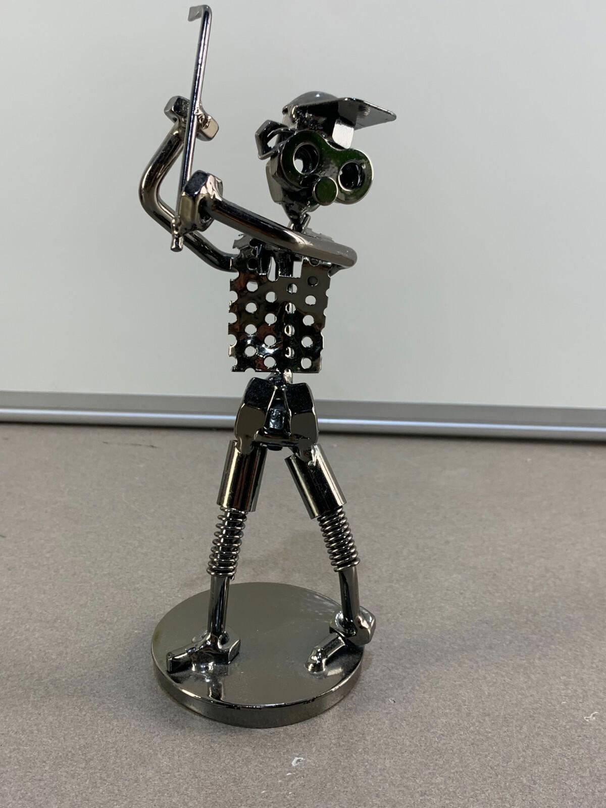 Nuts and Bolts Sculpture Playing Sports Handmade Figurine