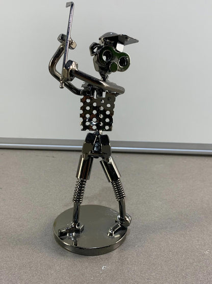 Nuts and Bolts Sculpture Playing Sports Handmade Figurine