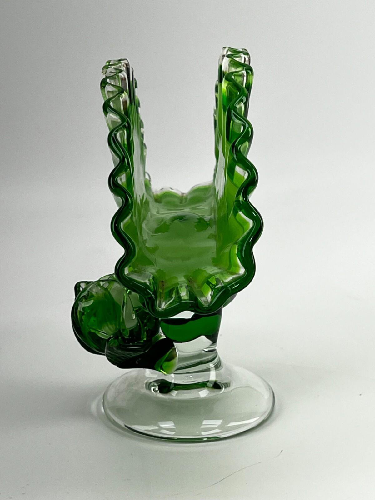 Mid-Century Murano Table Cloth Holder - Green Glass