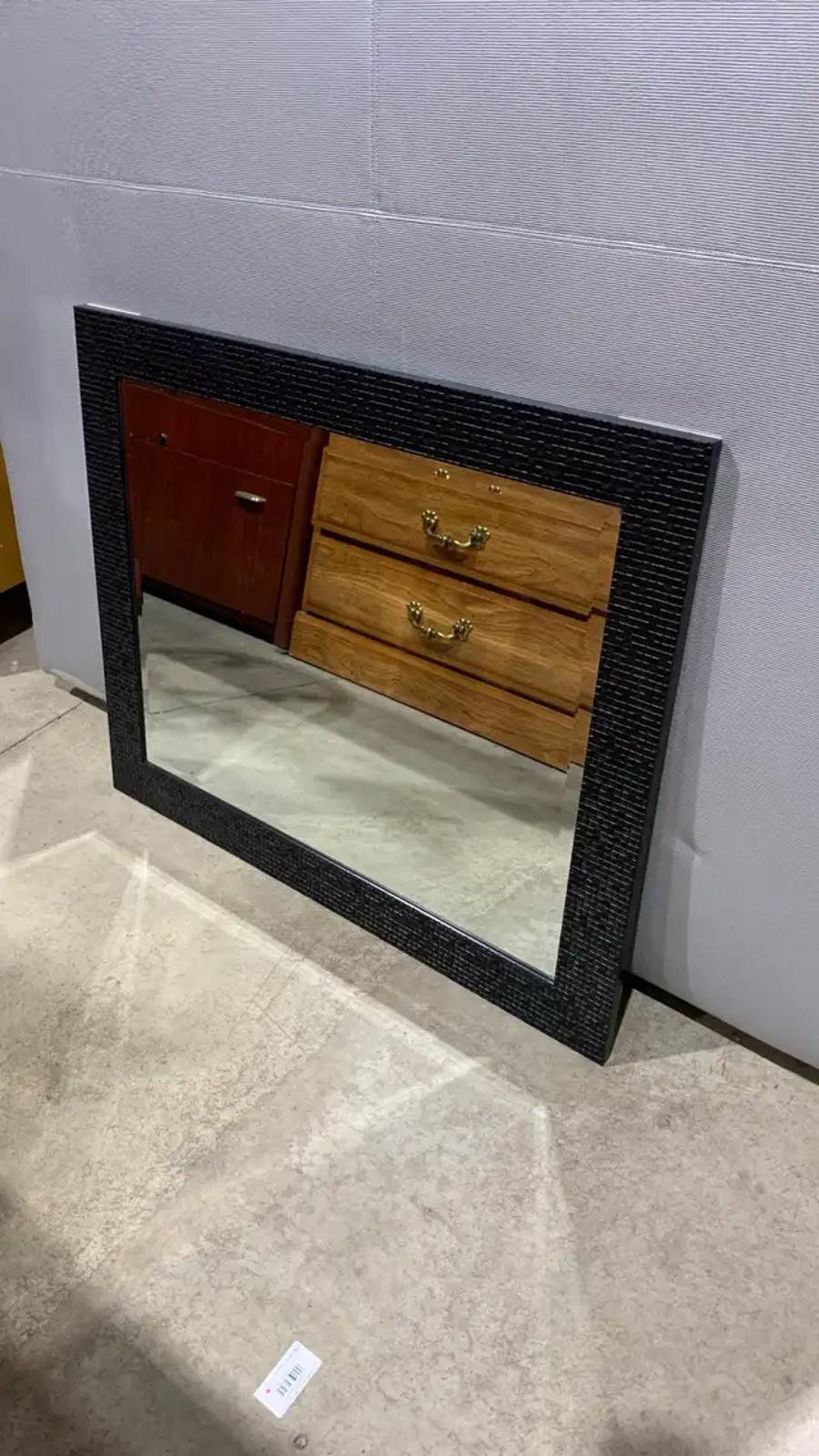 Small Black Tile Textured Wall Mirror