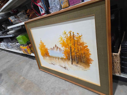 P. Carlo Framed Landscape Painting - Autumn Mountain Scene 44x31"
