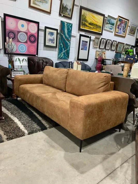 Faux Light Brown Leather Sofa
