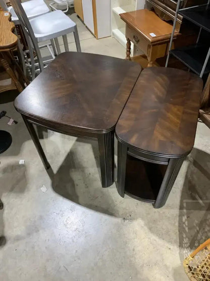 Sunburst Dark Wood End Tables - set of 2