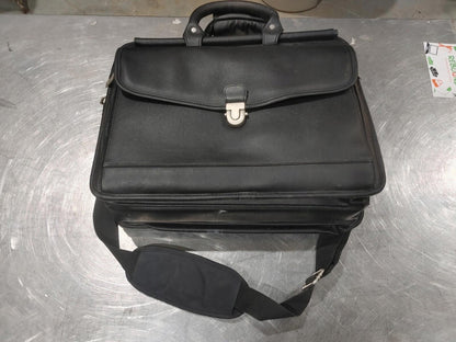 Good Condition Toshiba 5 Compartment Briefcase Leather Laptop Bag Black