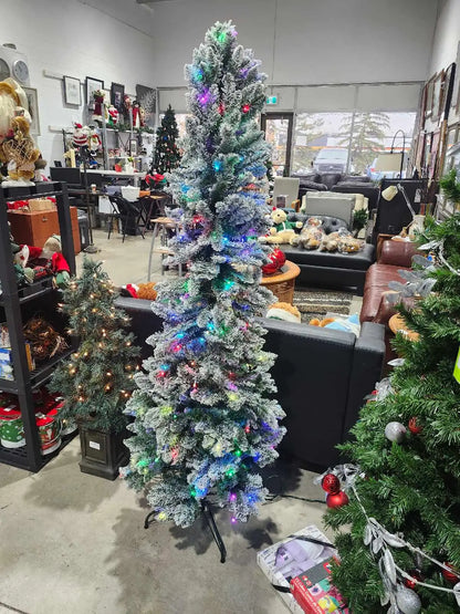 6.5ft Pre-Lit Flocked Pencil Christmas Tree