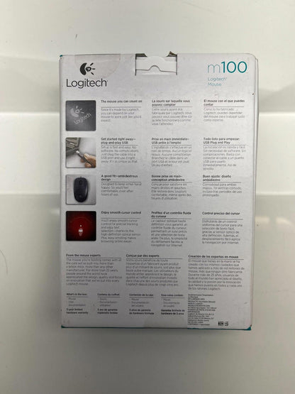 Logitech M100 Wired USB Optical Mouse New In Box