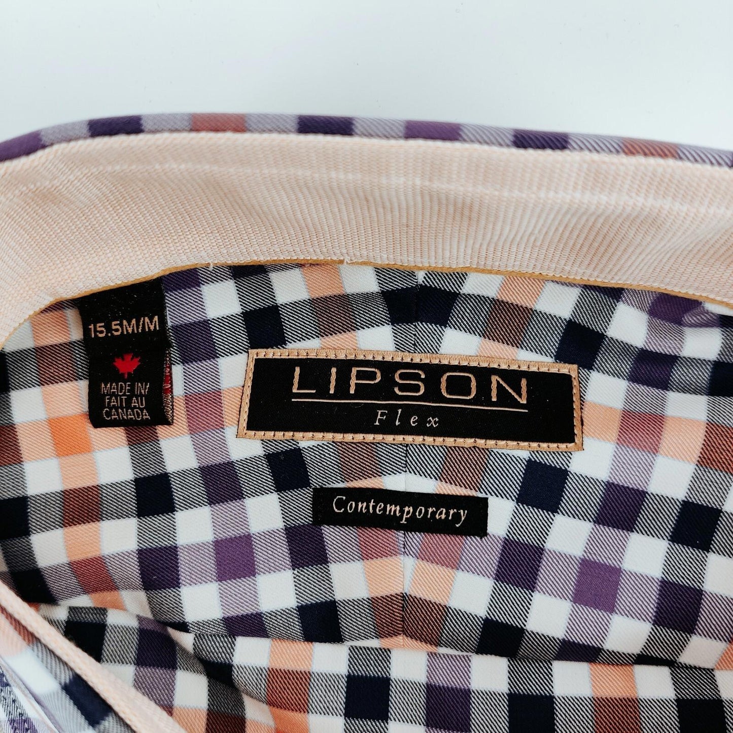 Lipson Shirtmakers Contemporary Button Down Gingham Dress Shirt Men's Size M