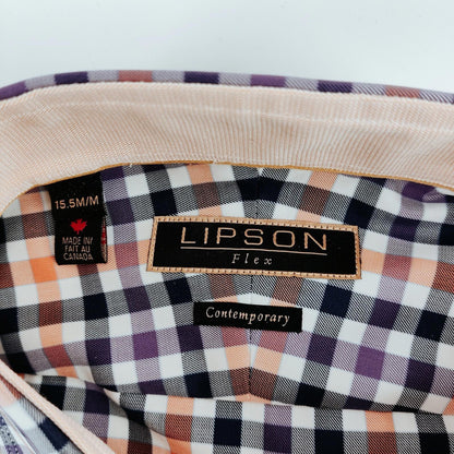 Lipson Shirtmakers Contemporary Button Down Gingham Dress Shirt Men's Size M