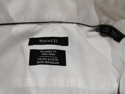 Brand New RW&CO White Button-Down Dress Shirt Size XL Neck 17-17.5 Non-Iron