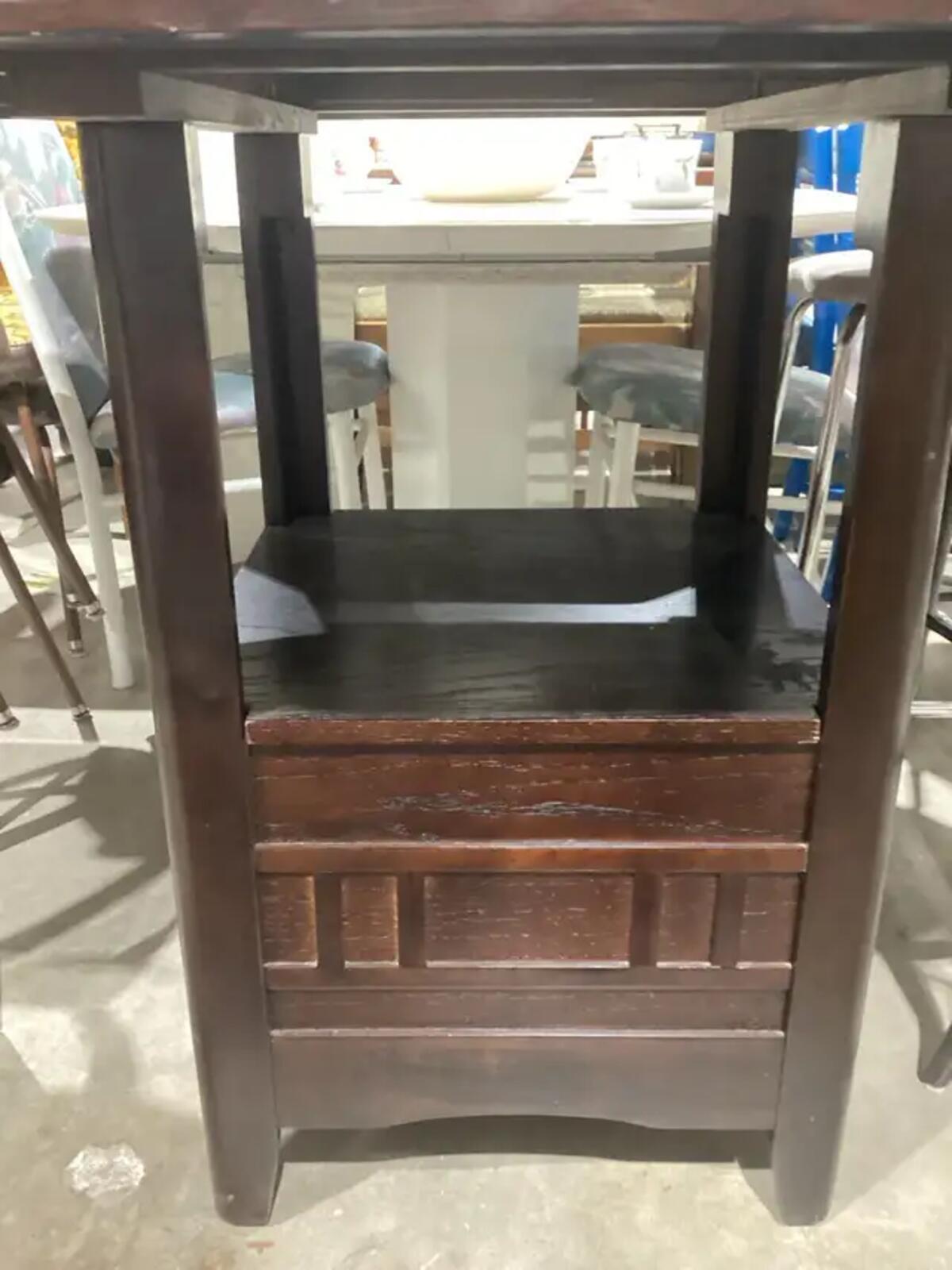 Dark Wood Dining Table with Pedestal Base