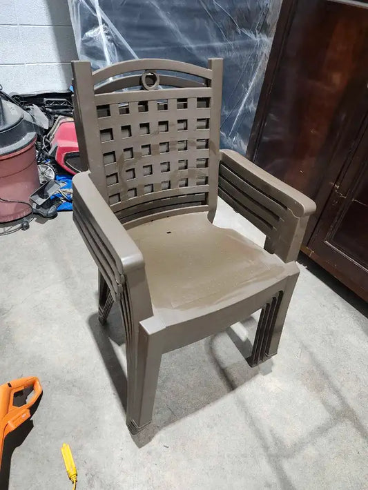 Set of 4 Plastic Stackable Patio Chairs - $15 each