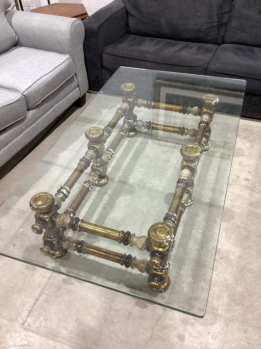 Glass gold coffee table