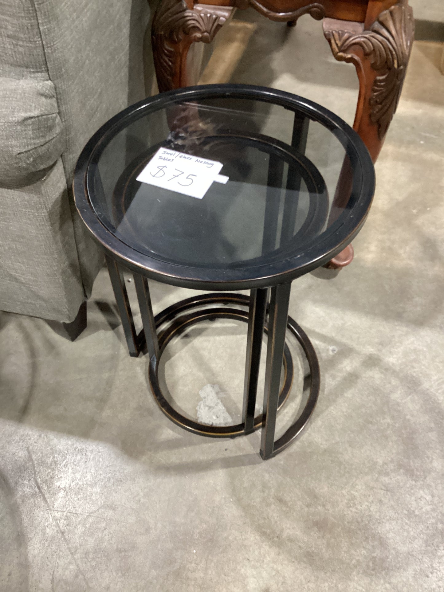 Steel/Glass round nesting tables