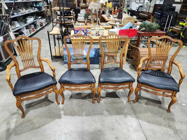 Vintage Wooden Dining Chairs - 4 Available