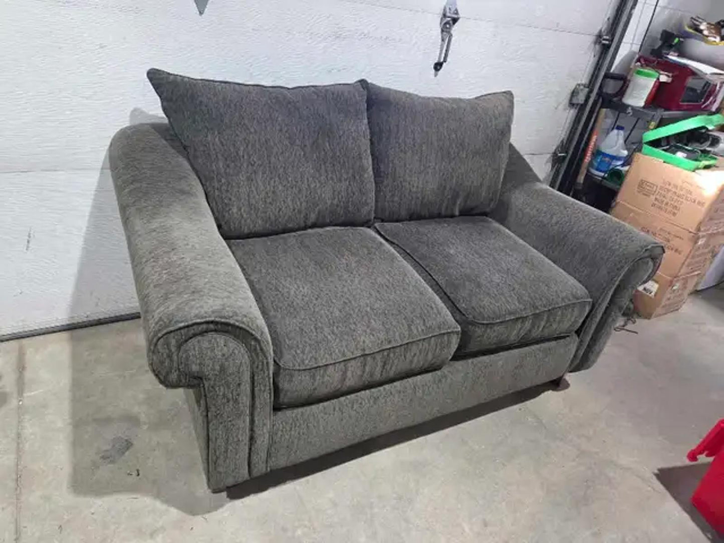 Dark Gray Fabric Loveseat