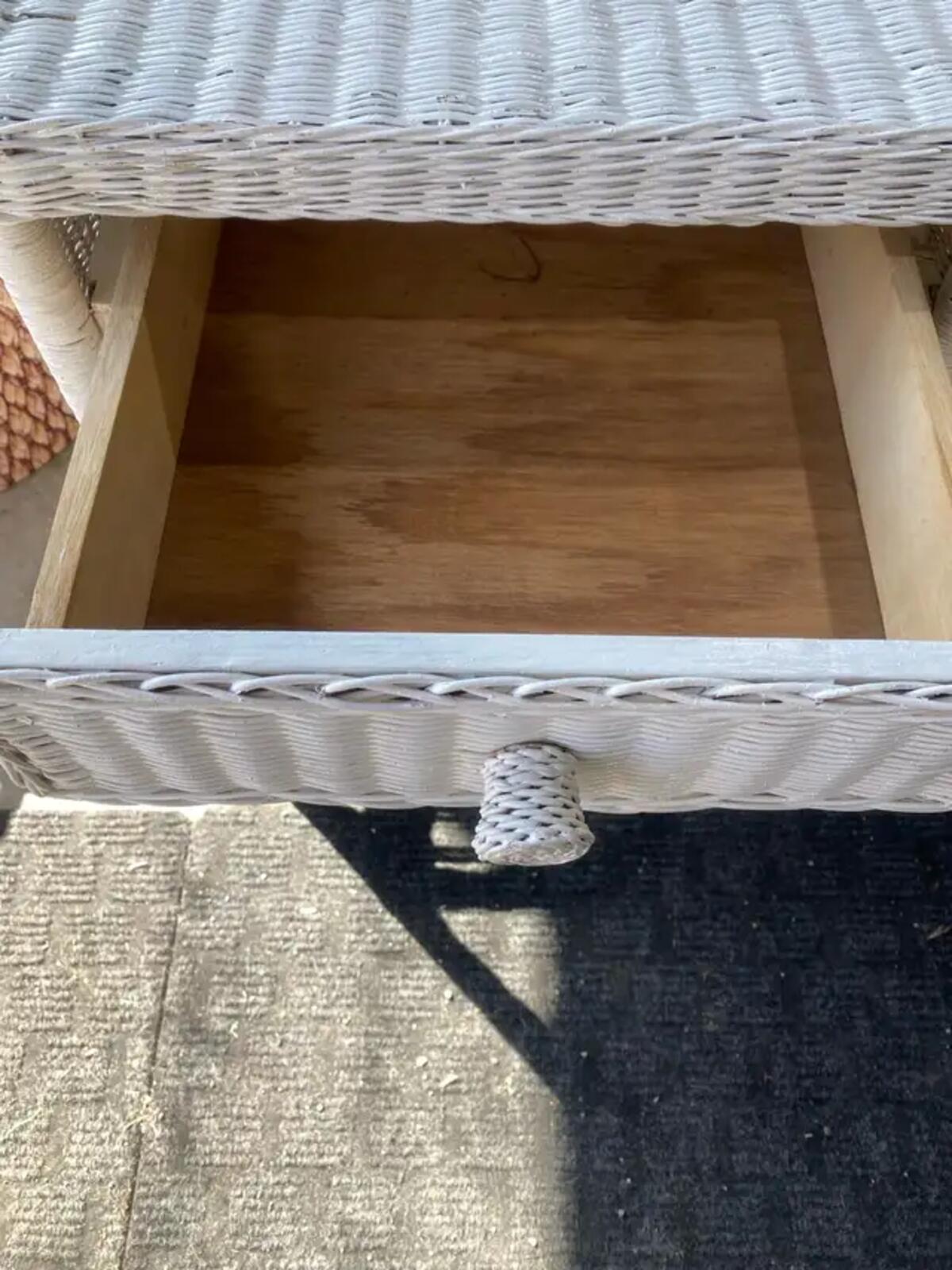 White Wicker Side Table