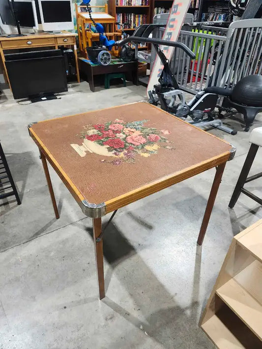 Vintage Folding Floral Card Table